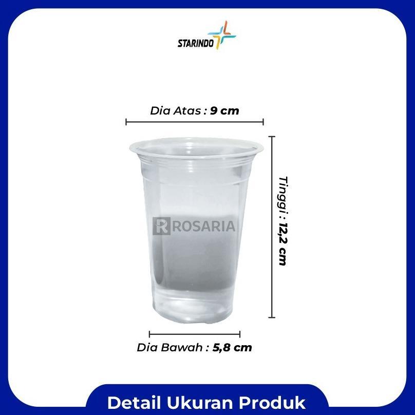 Cup Polos Datar 16 Oz Starindo 5 Gr Plastik Bening Gelas Minuman Baru