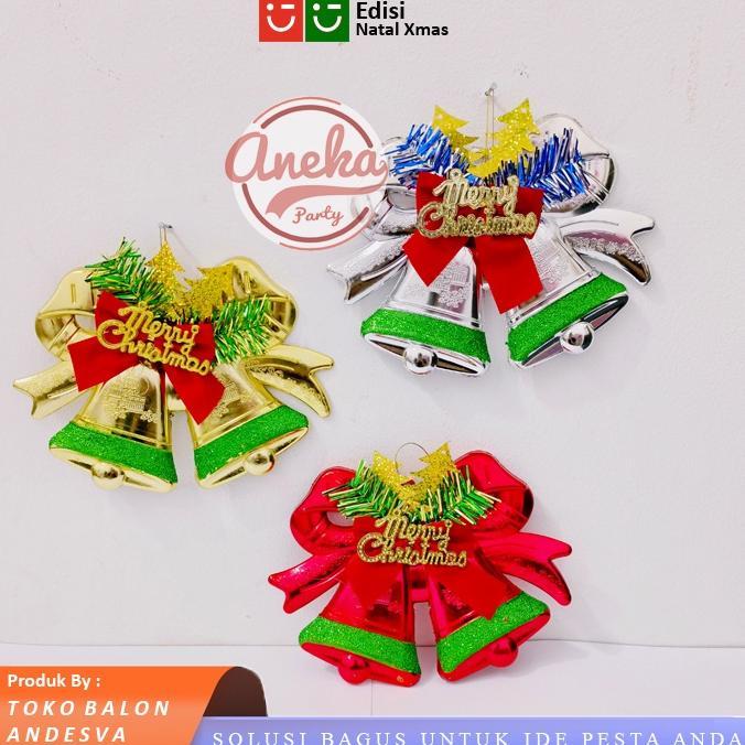 Diskon hiasan gantung lonceng Krans pohon natal / ornamen dekorasi natal xmas /ornamen lonceng bel