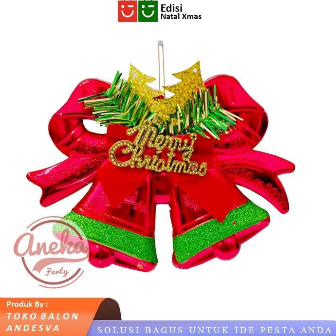 Murah hiasan gantung lonceng Krans pohon natal / ornamen dekorasi natal xmas /ornamen lonceng bel