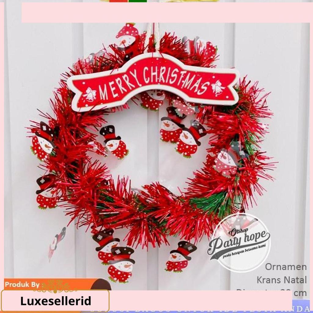 COD Hiasan Natal Krans Snowman / Ornament Natal Ring Karangan Bunga Natal / dekorasi natal pintu / r
