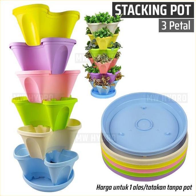 TATAKAN POT BUNGA SUSUN TINGKAT, STACKING FLOWER POT BASE, 3 PETAL
