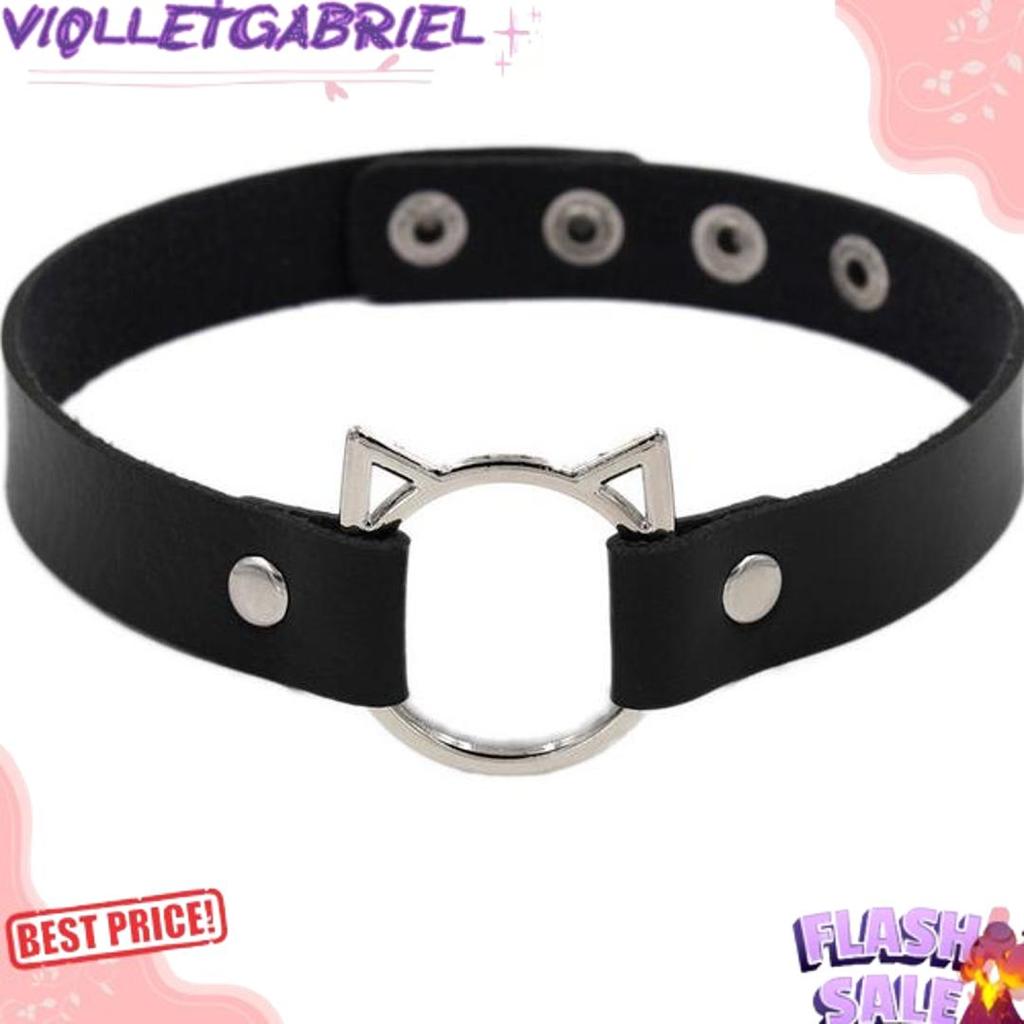 Bigpromo Choker Kulit Premium Ring Gesper Hati Salib Kucing Cosplay Punk Pu Leather Jepang