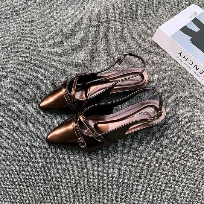 Sandal mules heels wanita 3cm big size 36-45