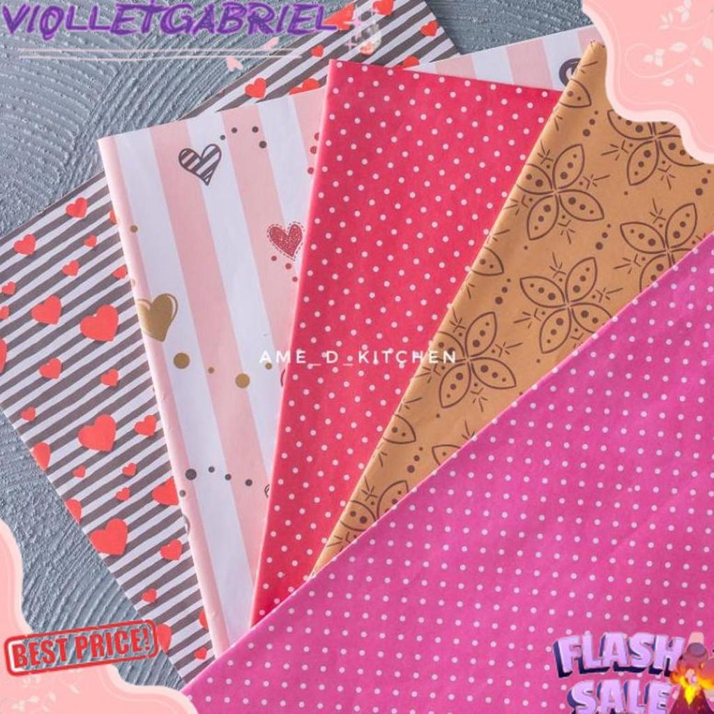 Gradeori Tambahan Packing Kertas Kado Polkadot/Love/Batik + Bubble Wrap + Fragile