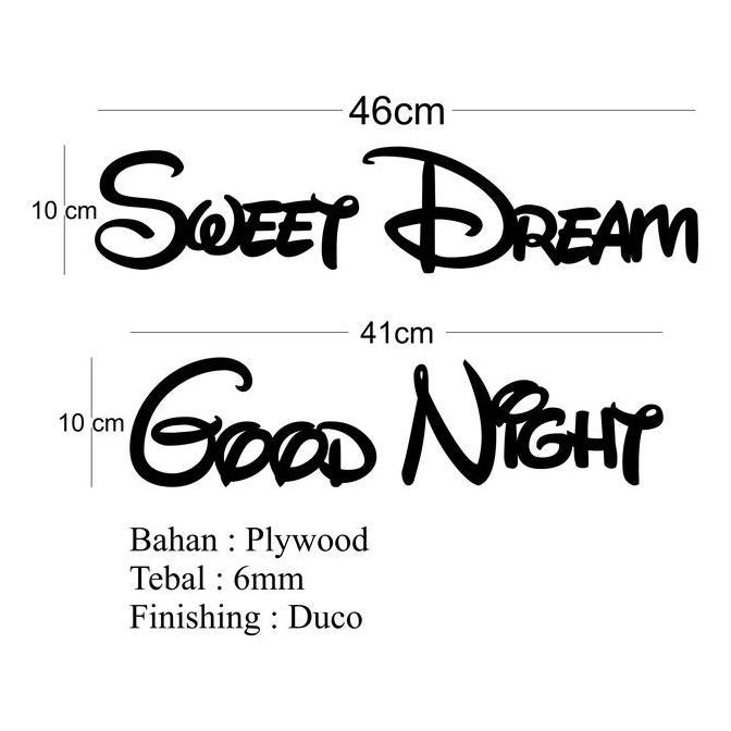 hiasan dinding kamar Sweet Dream dan Good Night Kamar Tidur Kayu