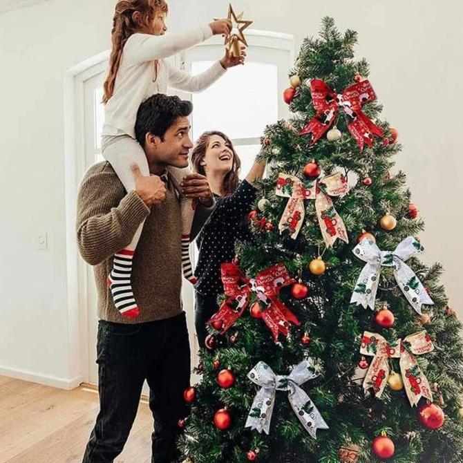 Pita Pohon Natal Roll Motif 5cm pita roll pita organdi pita satin pita mini pita natal pita dekorasi