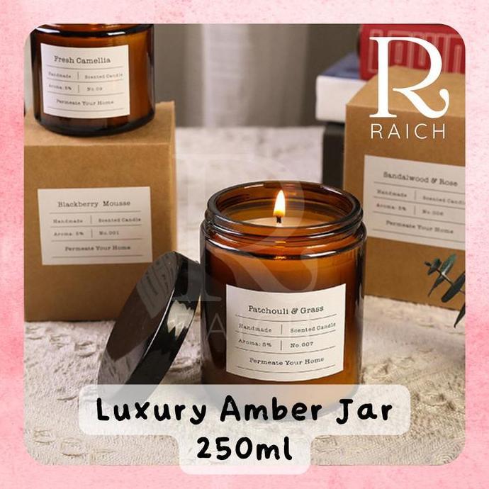 Amber Glass Jar Kaca 270ml Candle Jar Tempat Lilin Hitam Dark Large