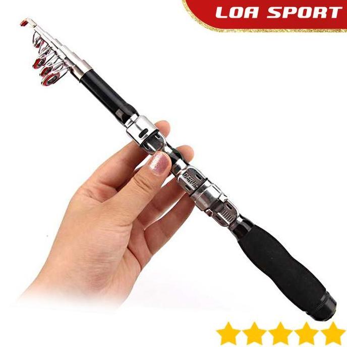 Joran Pancing Mini Antena Telescopic 7 Ruas 1.5M Reel Seat Jepit Hitam DIN