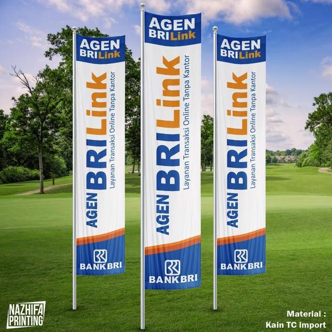 Umbul-Umbul Agen Bri Link Brilink - Promo Harga Murah, Ukuran Kecil Besar, Bahan TC Berkualitas