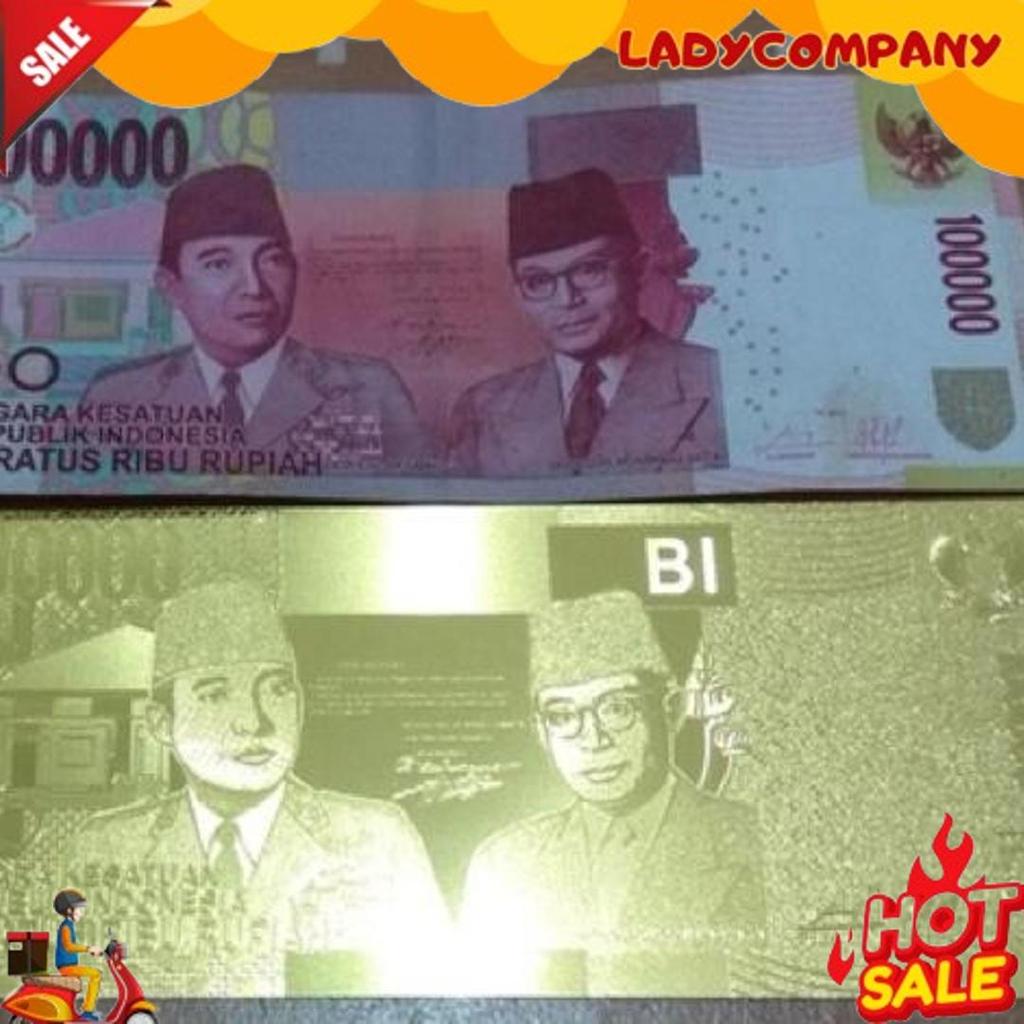 Termurah Uang Replika 100.000 Rupiah Lapis Emas 24K Seratus Ribu Gold Plated