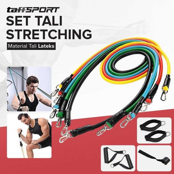 5 Alat Tali Karet Resistance Band Olahraga Kaki Yoga Gym Elastis Set