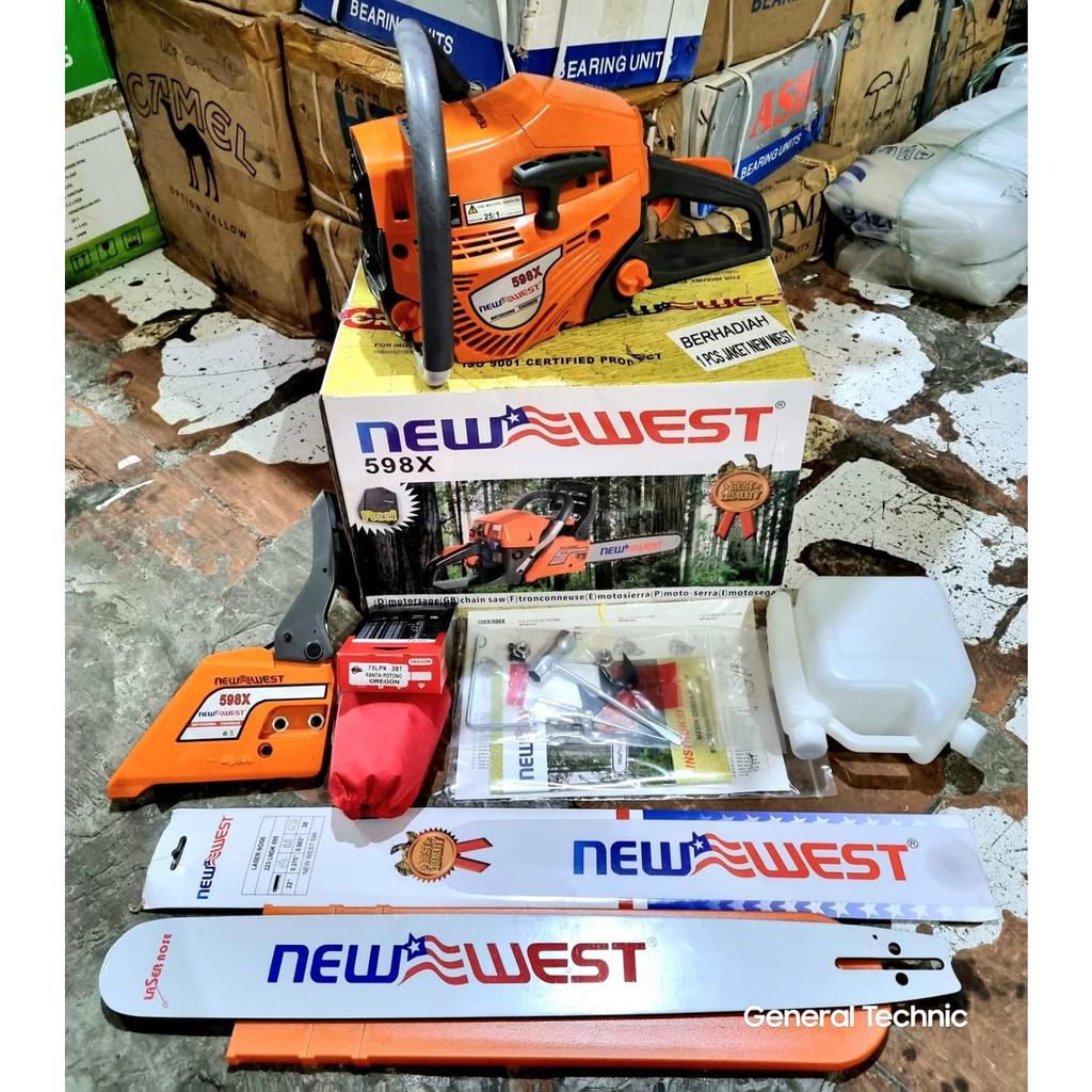 Chainsaw New West 598X Bar 22" Rantai Oregon Mesin Gergaji Kayu New West 598 X Series (Bar Lasertip 