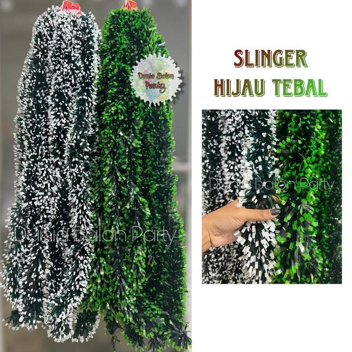 Slinger Tinsel Xmas / Hiasan Pohon Natal / Slinger Hijau Tebal