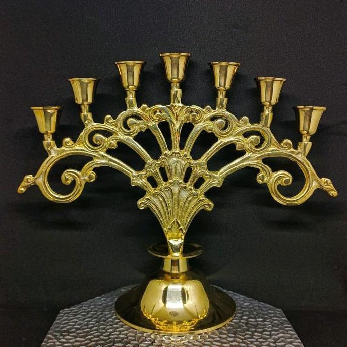 Tempat lilin kuningan cabang 7 candle holder cabang 7 kuningan