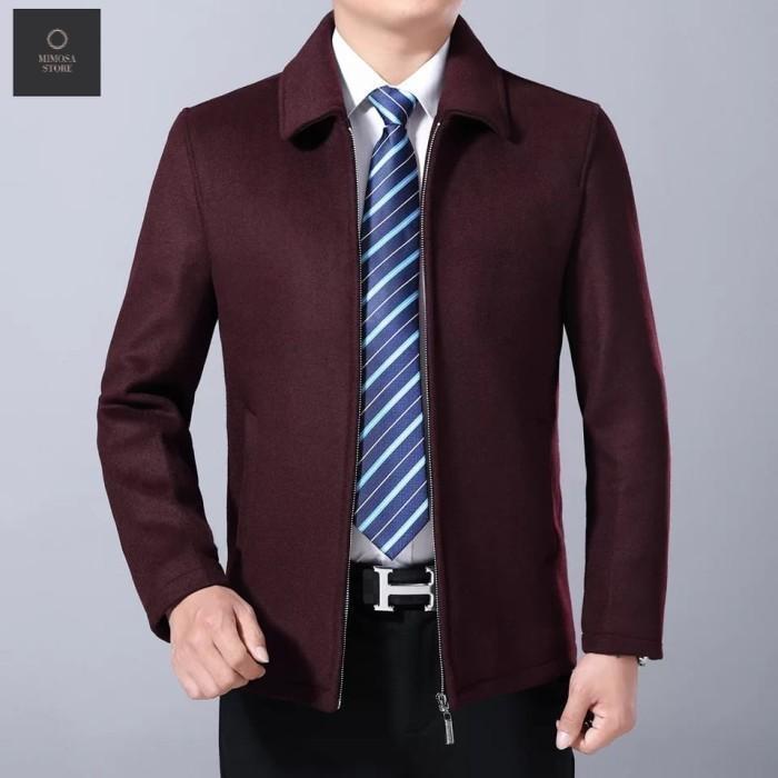 Mff Jaket Jas/Jaket Semi Jas Casual Formal Katun Motor  Pria  Tebal  Kerja Navy Bordir Lembut  Logo 