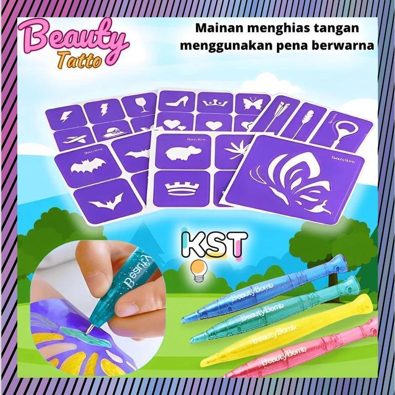 Mainan Melukis Tato Anak Perempuan Set Pena Warna Stiker Mudah Dihapus Kado Ulang Tahun