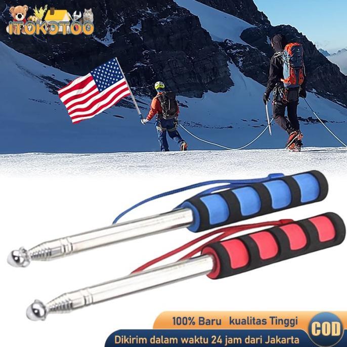 Miliki 2Meter Tiang Bendera Portable Tongkat Bendera Teleskopik