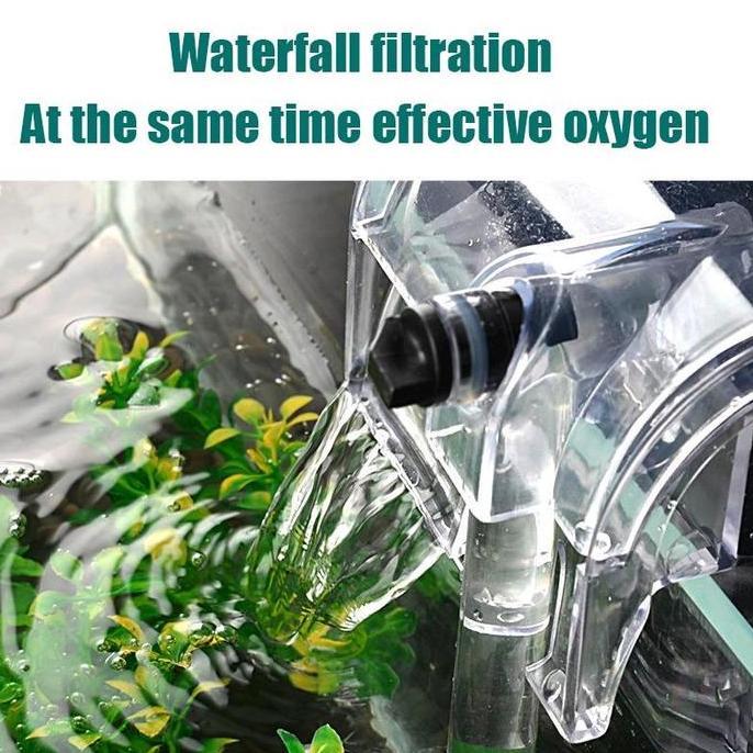 Rambitshop5 - Paket Filter Gantung Aquarium + Pompa Air Mini Anti Karat Eksternal Waterfall Aquascap