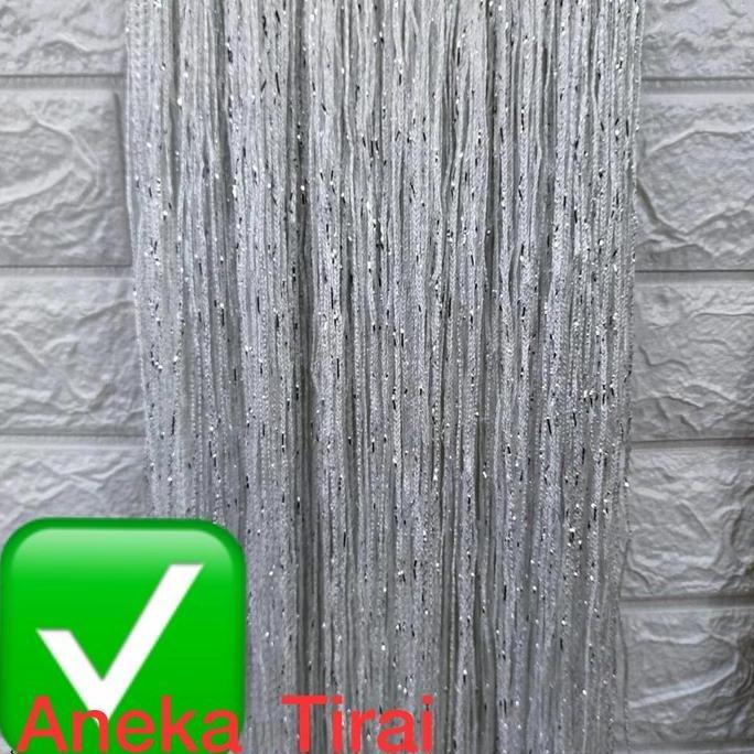 Miliki Tirai Benang Gliter 3X1M/Tirai Benang Putih Gold Silver/Tirai Dekorasi