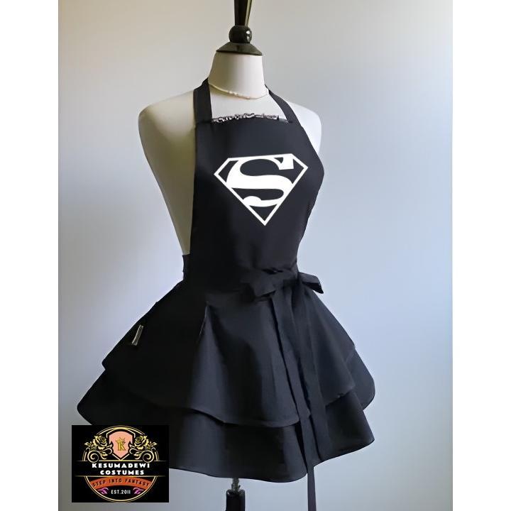 SUPERMAN Apronskirt Cosplay Party Pesta Halloween Kostum Premium Hitam Pria Wanita Dewasa Superhero 
