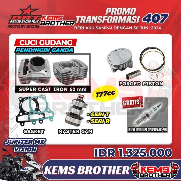 Blok Double Cooler Casting Iron Bore Up 177Cc Dan Noken As Original Brt - Mx King, Vixion, R15, Xabr