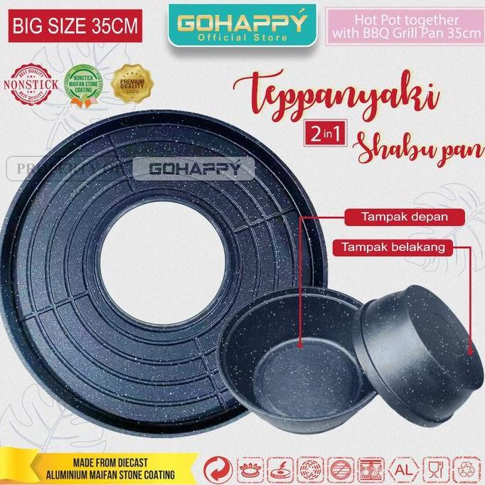 Diskon Panci Panggang 2Fungsi Tepannyaki Gohappy Alat Panggang Grill Kuah Besi Marble