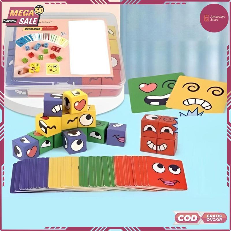 Mainan Dadu Ekspresi Interaktif Multipemain Tebak Ekspresi Wajah Dadu Tebak Bersama Teman - RO30-031