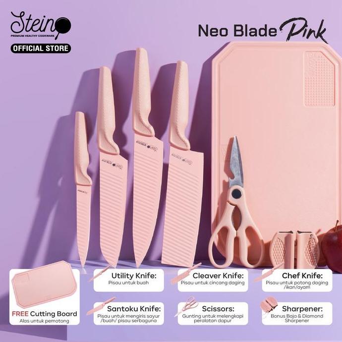 STEIN COOKWARE NEO BLADE PINK [PISAU SET + TALENAN SET]