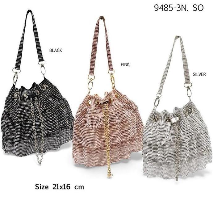 TAS PESTA ROK SERUT 3 SUSUN TENTENG FULL DIAMOND TAS KONDANGAN RUMBAI UNIK WANITA