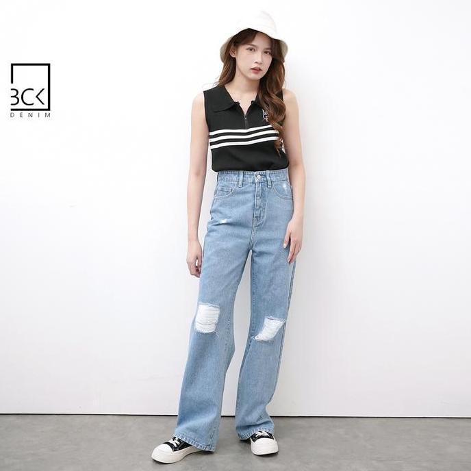 BCK - Celana Straht Jeans wanita Sienna