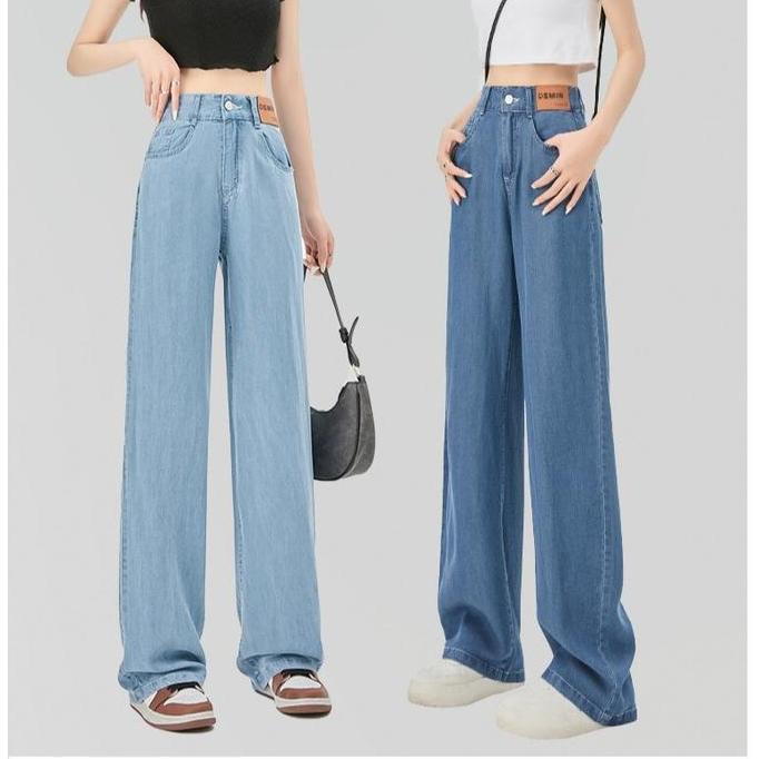 Hhwaist Kulot Celana Wanita Soft Jeans Lembut Tipis Panjang Belakang Pinggang Karet