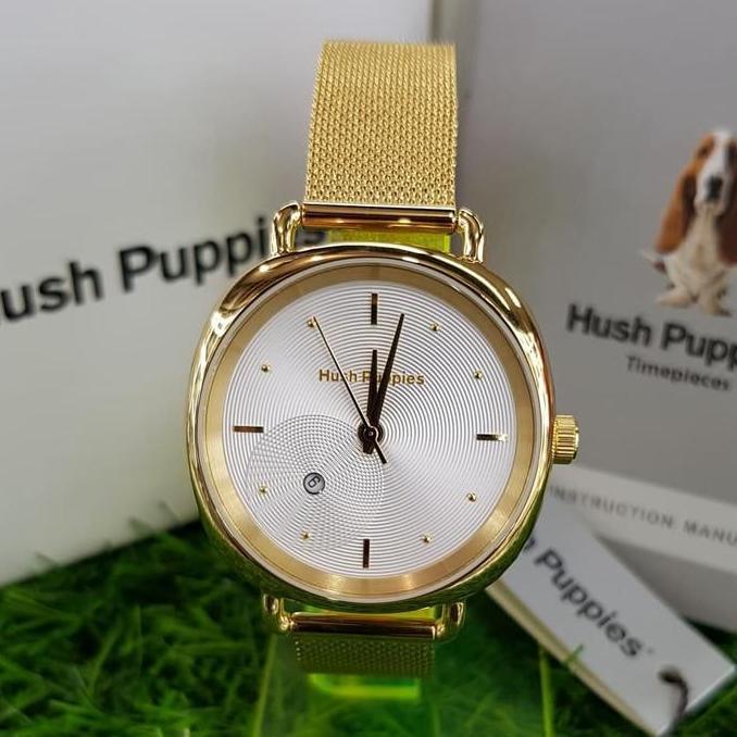 JAM TANGAN WANITA HUSH PUPPIES .3873L.9507 GOLD SILVER ORINAL