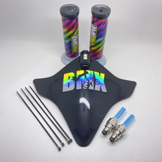 sendikoseller - Paket Komplit Visor Sepeda BMX + Stiker + Lampu + Tutup Pentil Nyala