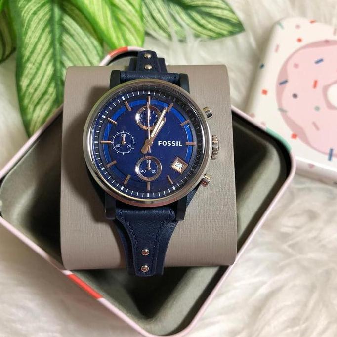 Fossil Orinal Boyfriend ES4113 Jam Tangan Wanita Blue + Box ES 4113