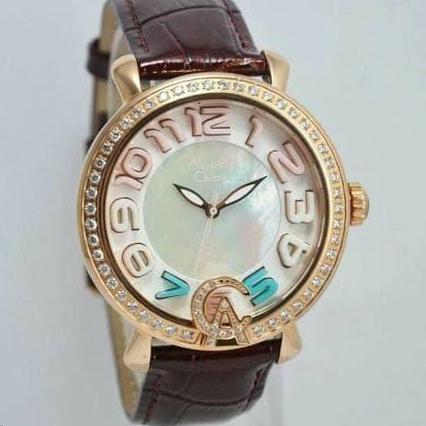 jam tangan wanita Alexandre Christie AC 2391 D rosegold leather brown