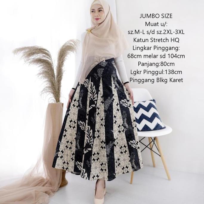 Promo Rok Batik Modern Skirt Bawahan Muslim Wanita Panjang Kamila Hitam Navy Cod