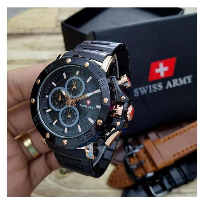 JUAL SWISS ARMY ORINAL CRONO AKTIF SA20187 - JAM TANGAN PRIA FORMAL TALI RANTAI STAINLESS - INCLUDE 
