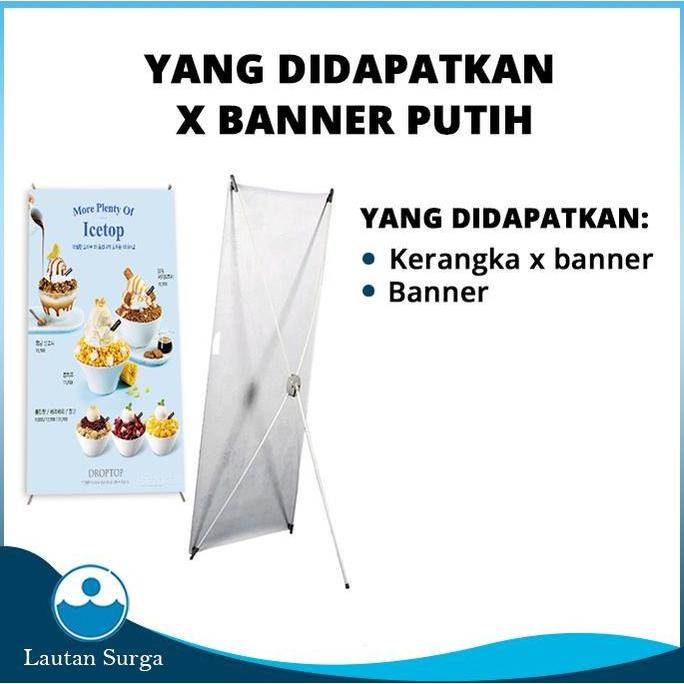 Spesial Stand Banner X Banner Plus Cetak Flexi / Albatros (Free Desain) Standing Spanduk Mmt Putih /
