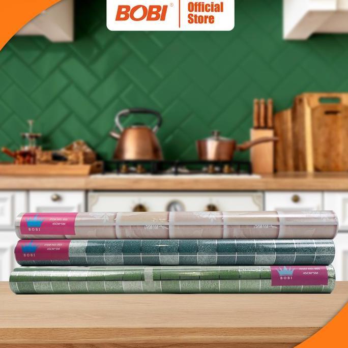 Promo Wallpaper Sticker Dapur Bervariasi Motif -  Ukuran 5mx45cm - Aluminium - Abu, Biru, Hijau dan 