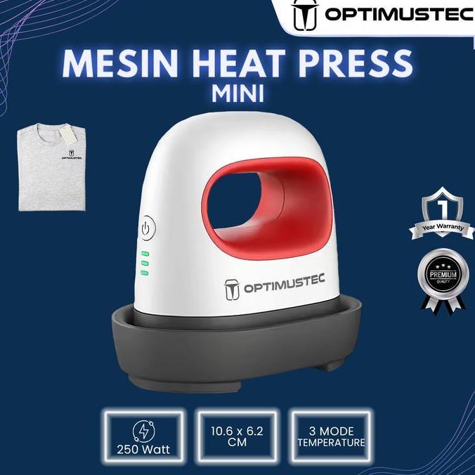SENENGMORA - OPTIMUSTEC MINI HEAT PRESS MESIN SABLON LOGO KAOS, TOPI, SEPATU, HOODIE
