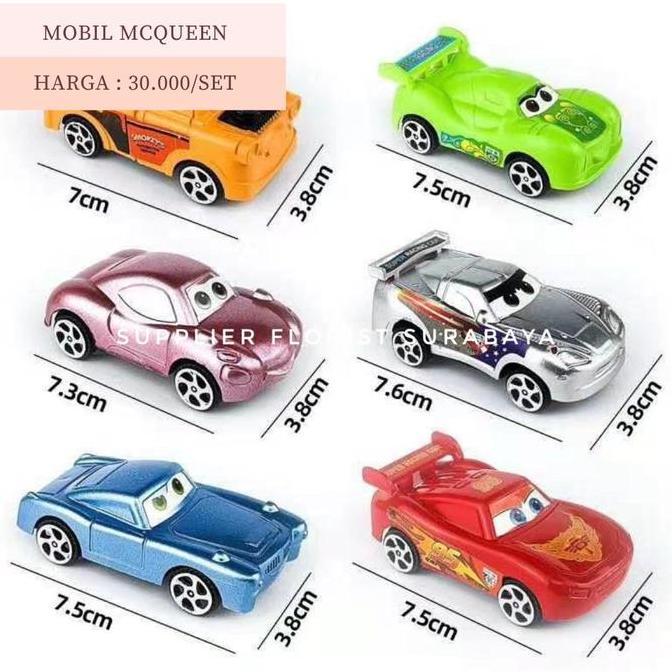 Miliki [1 Set Isi 6] Miniatur Tart Mcqueen Mobil Mobilan Anak Laki Laki Dekorasi Kue Ulang Tahun Ana