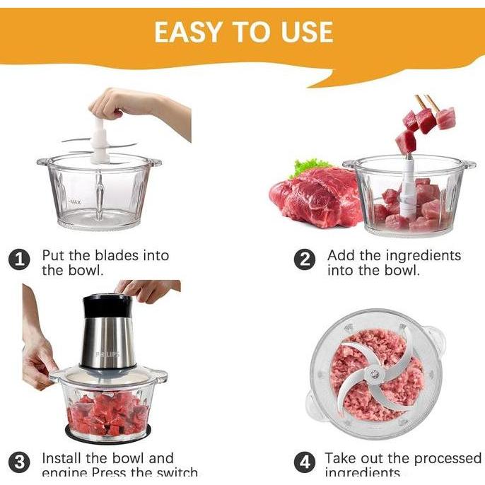 New- Philips Blender Chopper 2L Meat Chopper multifungsi food chopper