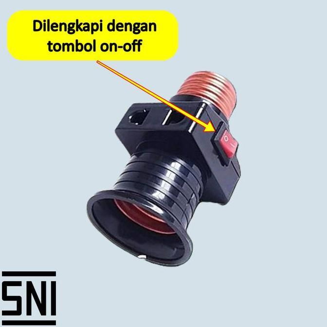 BERKUALITAS DUTRON Fitting Kombinasi Switch On Off Fiting Colok Lampu Stop Kontak HITAM PUTIH SNI