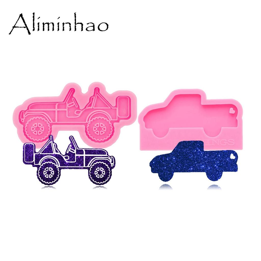 DY0149 Shiny Car Silicone Molds for DIY Truck Key Ring Epoxy Resin Mold Craft Custom Keychain, Choco
