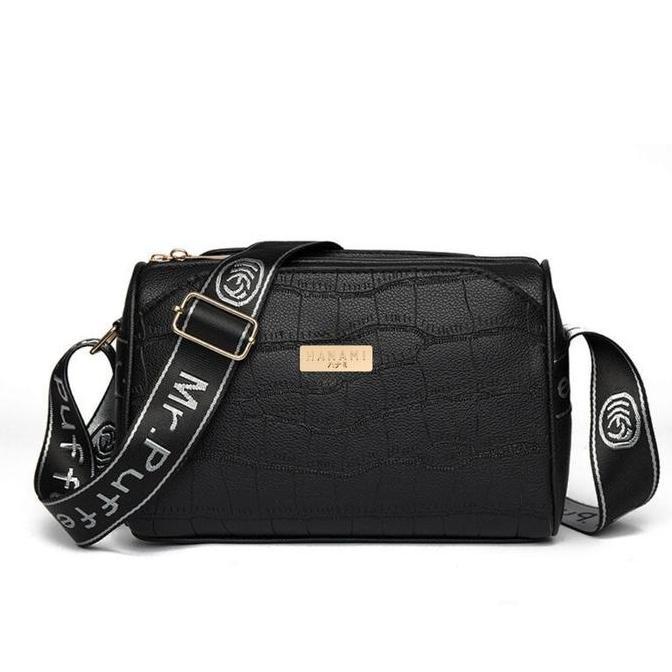 HANAMI Tas Selempang TA1011B5 Kekinian Kulit Rinvoca Branded Wanita Hitam Cantik Simple Remaja Murah