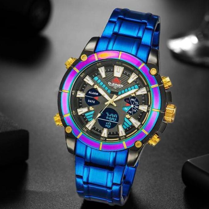 Dziner Jam Tangan Pria Double Time 8258 Tali Rantai Stainless Steel Original Water Resistant 30M