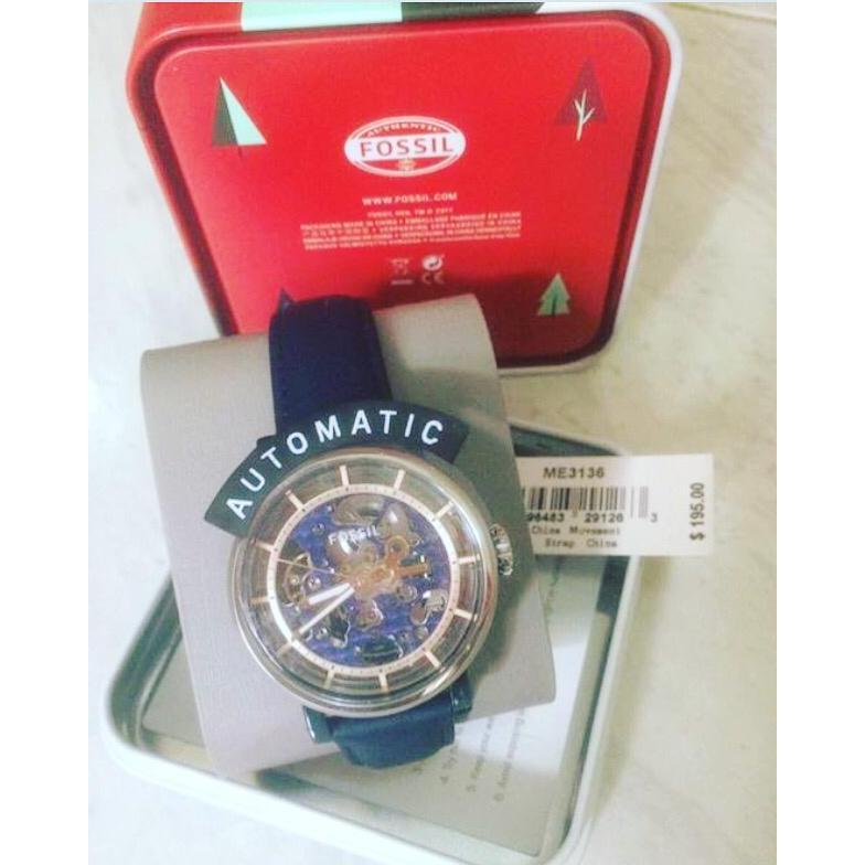 fossil watch boyfriend navy automatic me 3136