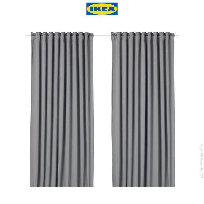 IKEA MAJGULL Gorden Anti Tembus Cahaya 1 Pasang Abu-Abu 145x250 cm