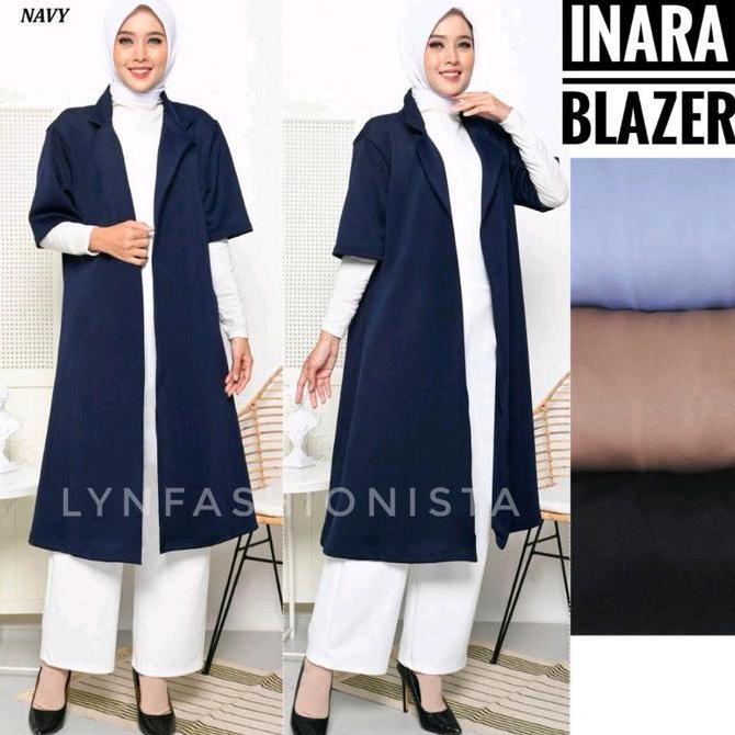 LONG BLAZER WANITA JUMBO FASHION MUSLIMAH LENGAN PENDEK SCUBA TEBAL ADEM/938