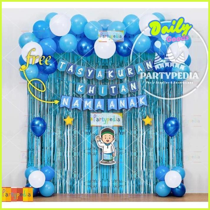 DAILYGOODS PAKET DEKORASI TASYAKURAN KHITAN LENGKAP BALON DAN BUNTING MURAH